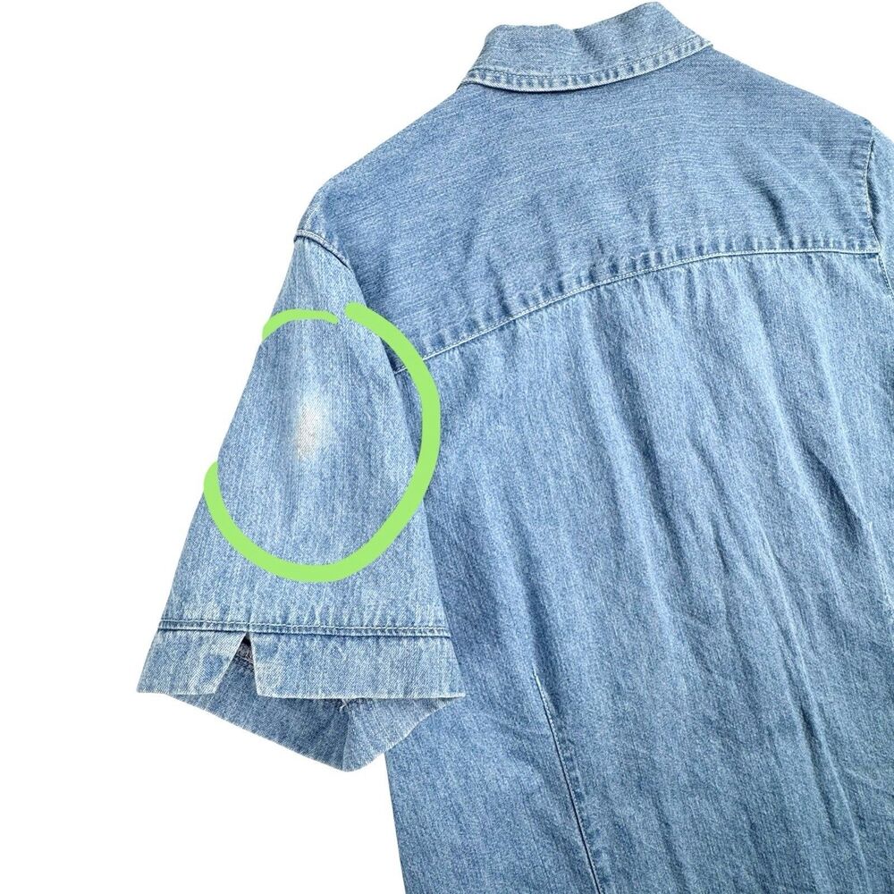 Vintage Avon Denim Button Up Shirt Women S Blue Cosmetics Makeup Retro Ruth - Picture 12 of 15